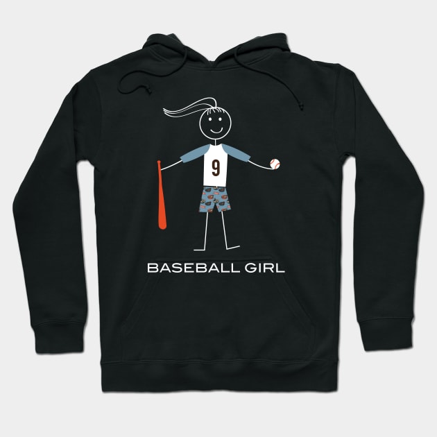Funny Womens Baseball Girl Illustration Hoodie by whyitsme